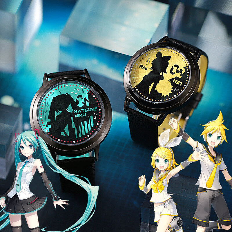 Offiziell lizenzierte Hatsune Miku, Kagamine Rin &amp; Len Touchscreen-LED-Uhr