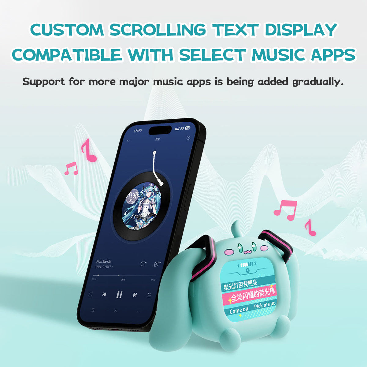 Écouteurs sans fil Hatsune Miku sous licence officielle avec support de bureau intelligent