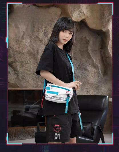 Official Hatsune Miku Neon EDM Sling Bag, Crossbody Chest Bag & Waist Pack