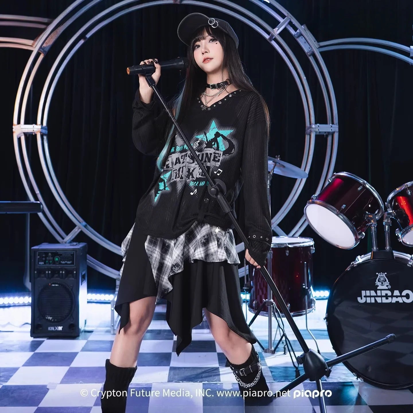 Official Hatsune Miku Rock Future Lightweight Open-Knit Long Sleeve Cover-Up for Women, Loose-Fit Summer Top