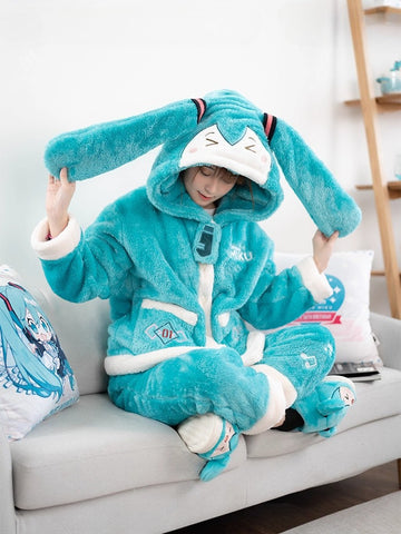 Official Licensed Hatsune Miku Plush Loungewear Set – Soft Cozy Home Outfit