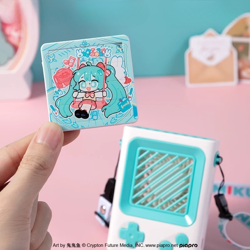 Official Hatsune Miku Mini Portable Fan – Cute Neck-Hanging USB Rechargeable with Stand
