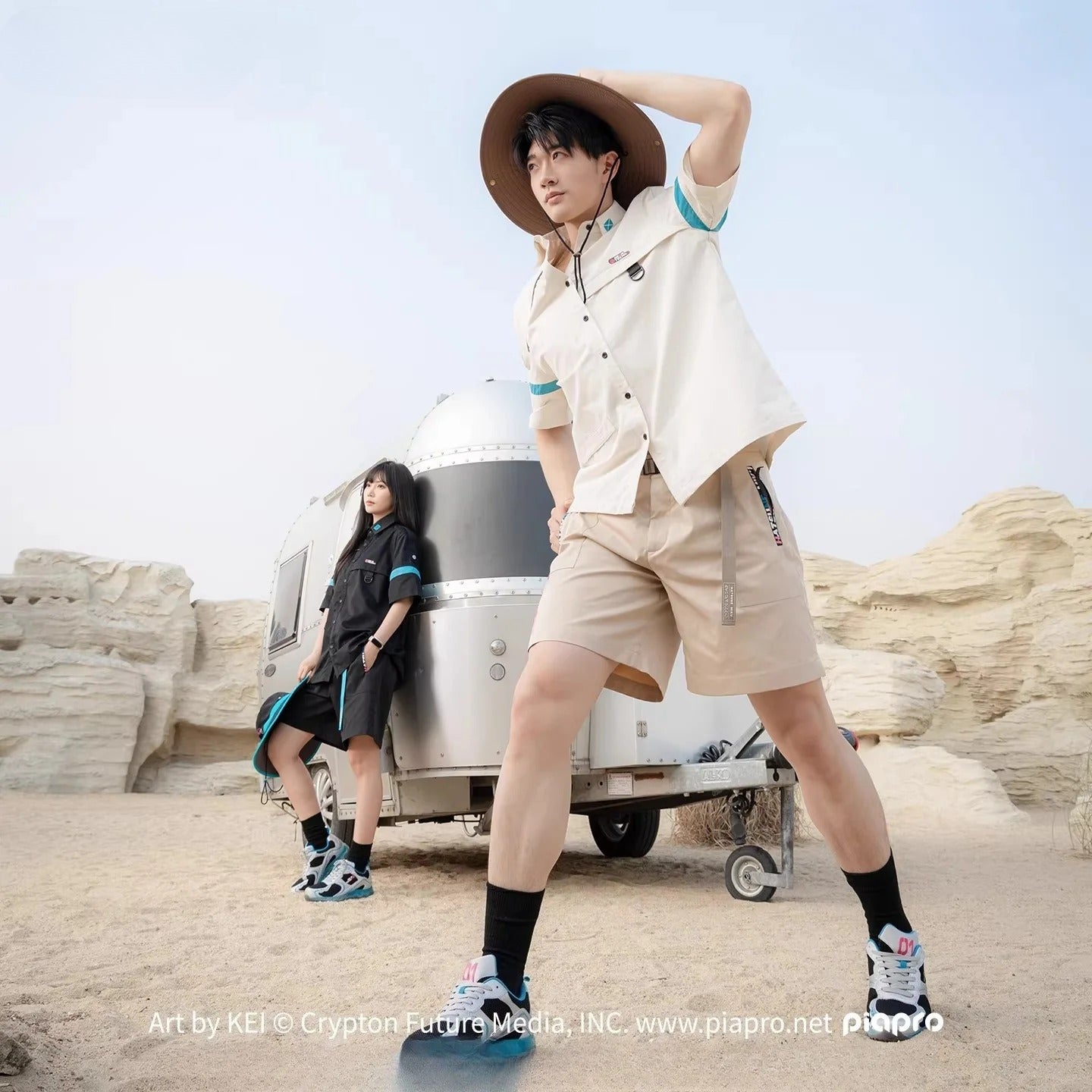 [Pre-Order, Ships Within 30 Days]Official Hatsune Miku Neon EDM Cargo Shorts, Loose-Fit Straight-Leg Casual Summer Shorts for Men