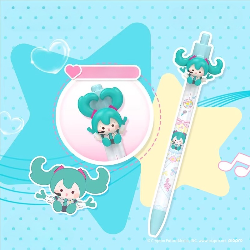 Official Hatsune Miku Black Retractable Gel Pen, 0.05mm