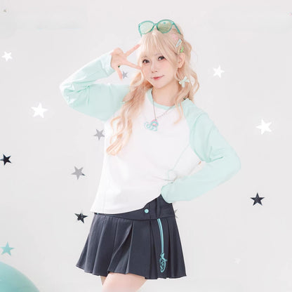 Official Hatsune Miku Y2K Ice Candy Color Block Long Sleeve Crewneck Top