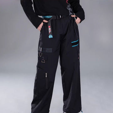 Official Hatsune Miku Neon Electronic Music Series Utility Cargo Pants – Relaxed Straight-Leg Techwear Trousers