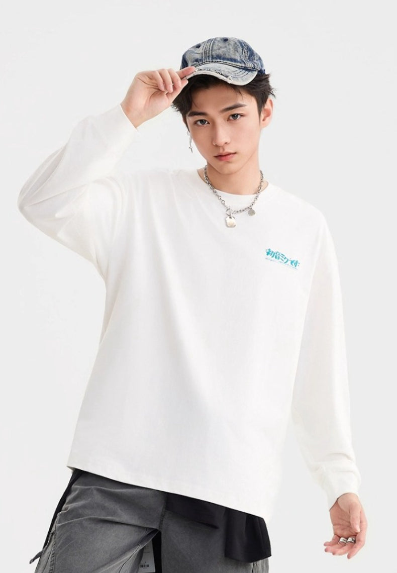 Hatsune Miku 2025 Collab Line-Art Comic Graphic Long Sleeve Tee