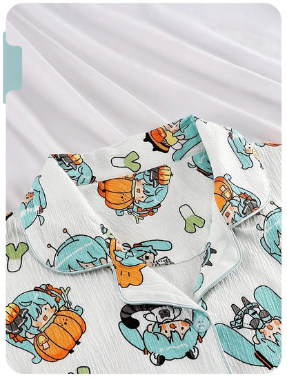 Hatsune Miku Cotton Long Sleeve Sleepwear – Cute Cartoon Style Home Loungewear
