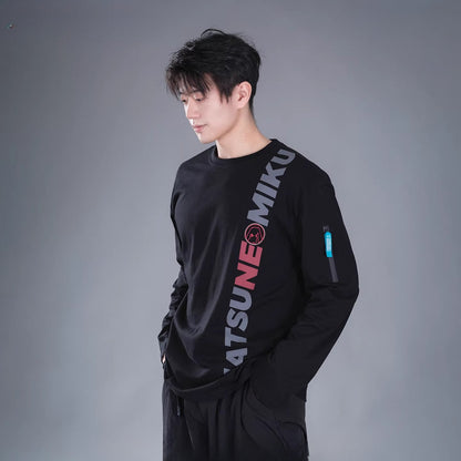 Official Hatsune Miku Neon Electronic Music Series Long Sleeve Base Layer Top – Oversized Unisex Fit