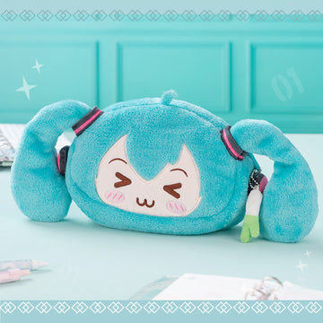 Offiziell lizenziertes Plüsch-Federmäppchen aus der Hatsune Miku Squinted Eyes-Serie