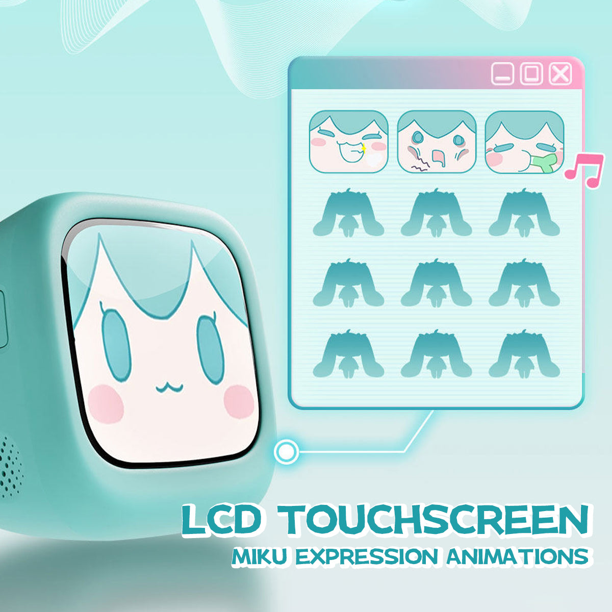Officially Licensed Hatsune Miku CUBE FACE LCD Touchscreen Wireless Bluetooth Earbuds