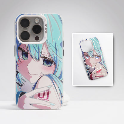 Hatsune Miku Holographic Gradient Phone Case – Angle-Shift Color Effect Protective Cover, Scratch-Resistant & Anti-Drop – Compatible with iPhone, Samsung and Xiaomi