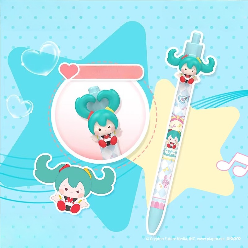 Official Hatsune Miku Black Retractable Gel Pen, 0.05mm