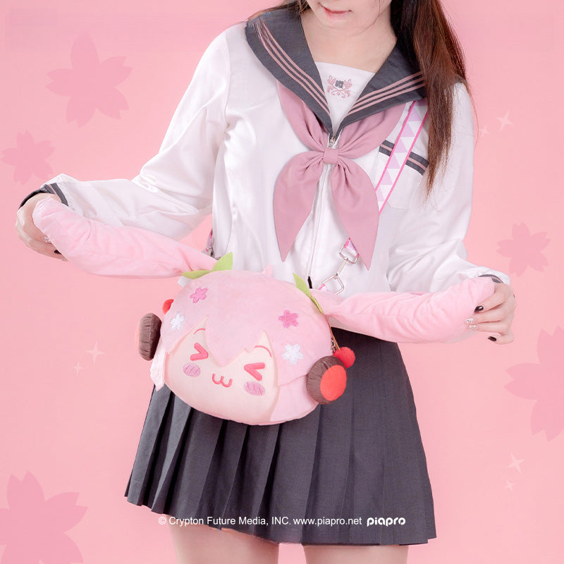 Sac à bandoulière en peluche Hatsune Miku Sakura Future Happy Travel sous licence officielle