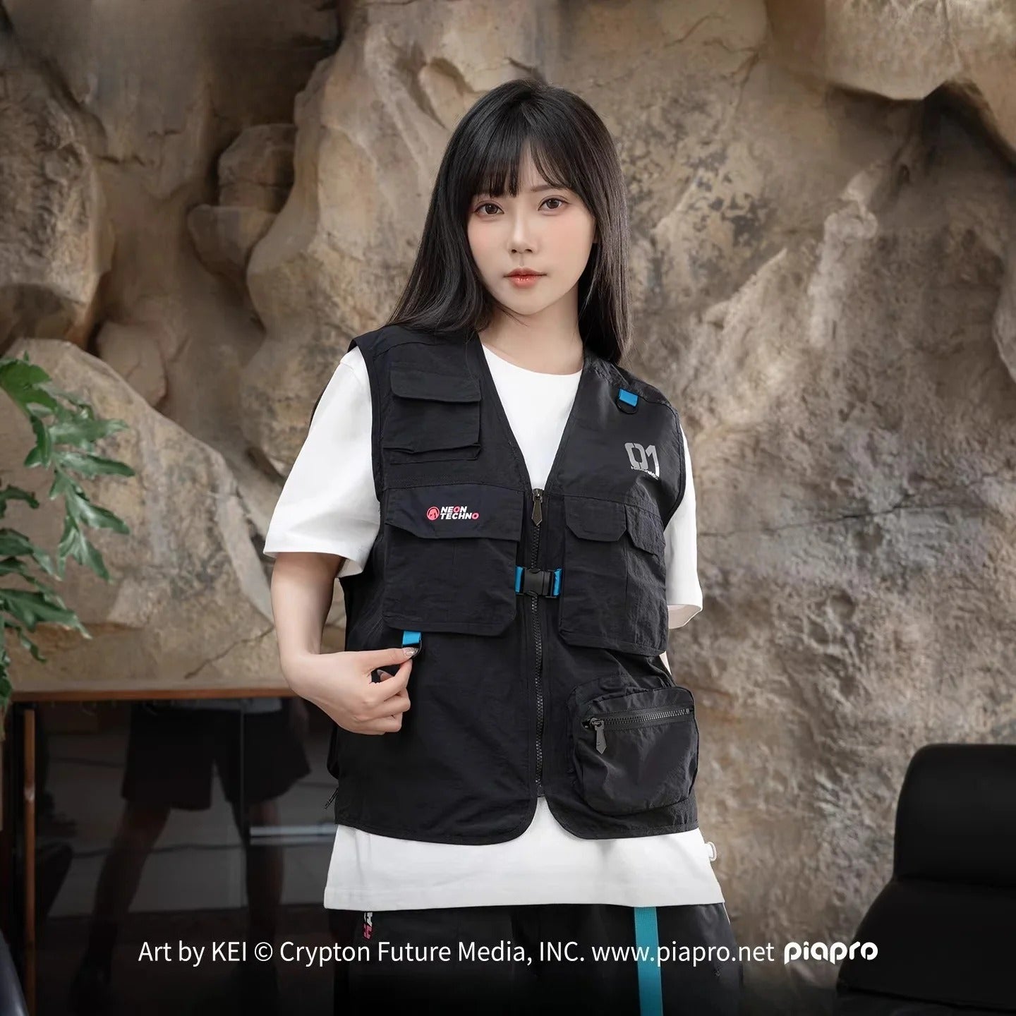 Official Hatsune Miku Neon EDM Cargo Vest, Unisex Summer Layering Piece