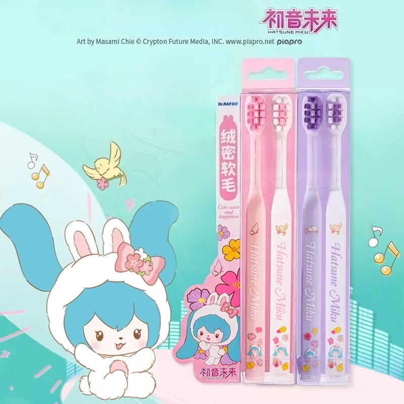Official Hatsune Miku Little Bunny Miku Adult Manual Toothbrush with Cloud-Soft Fine Bristles