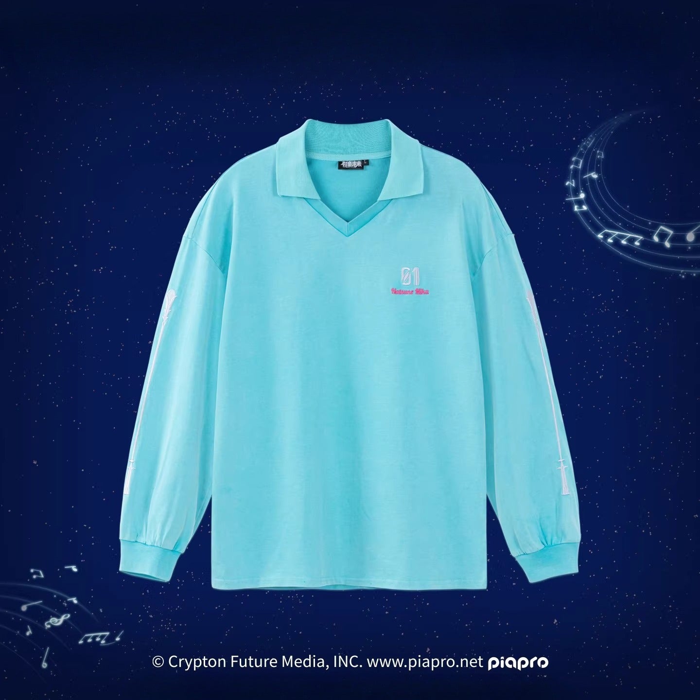 Official Hatsune Miku "With You in the Future" 2025 Concert Loose-Fit Long Sleeve Polo Shirt for Men and Women