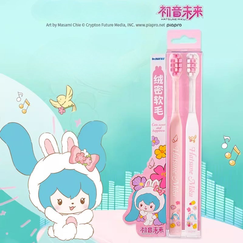 Official Hatsune Miku Little Bunny Miku Adult Manual Toothbrush with Cloud-Soft Fine Bristles