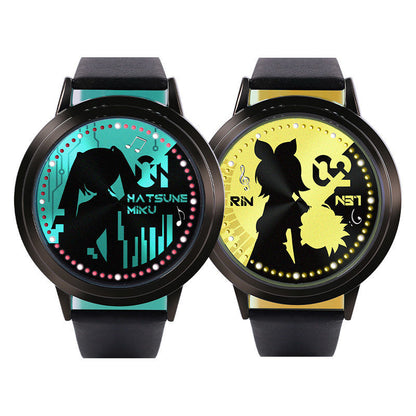 Offiziell lizenzierte Hatsune Miku, Kagamine Rin &amp; Len Touchscreen-LED-Uhr