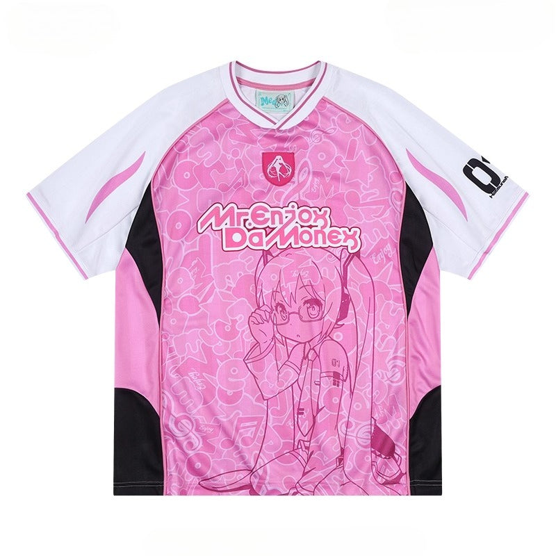 Official Licensed Hatsune Miku Jersey-Style T-Shirt – Casual Summer Sports Tee