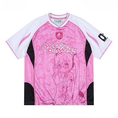 Official Licensed Hatsune Miku Jersey-Style T-Shirt – Casual Summer Sports Tee