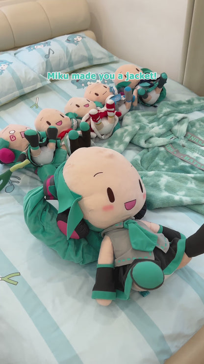 Officially Licensed Hatsune Miku Y2K Bunny Ear Plush Hoodie Jacket – Warm Oversized Winter Coat