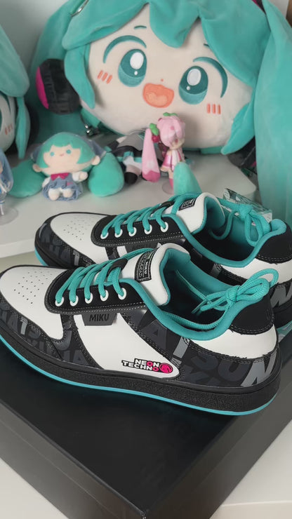 Officially Licensed Hatsune Miku Neon Electronic Techwear Casual Skate Shoes for Men and Women