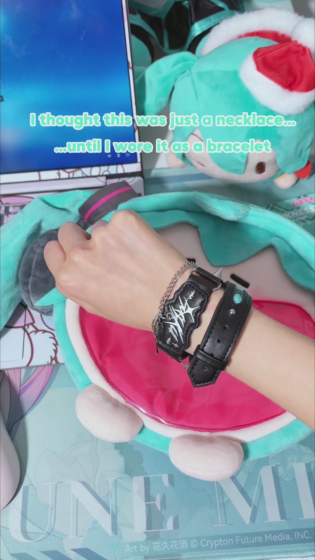 Officially Licensed Hatsune Miku Rock Future Punk Necklace for Women, Choker & Leg Accessory