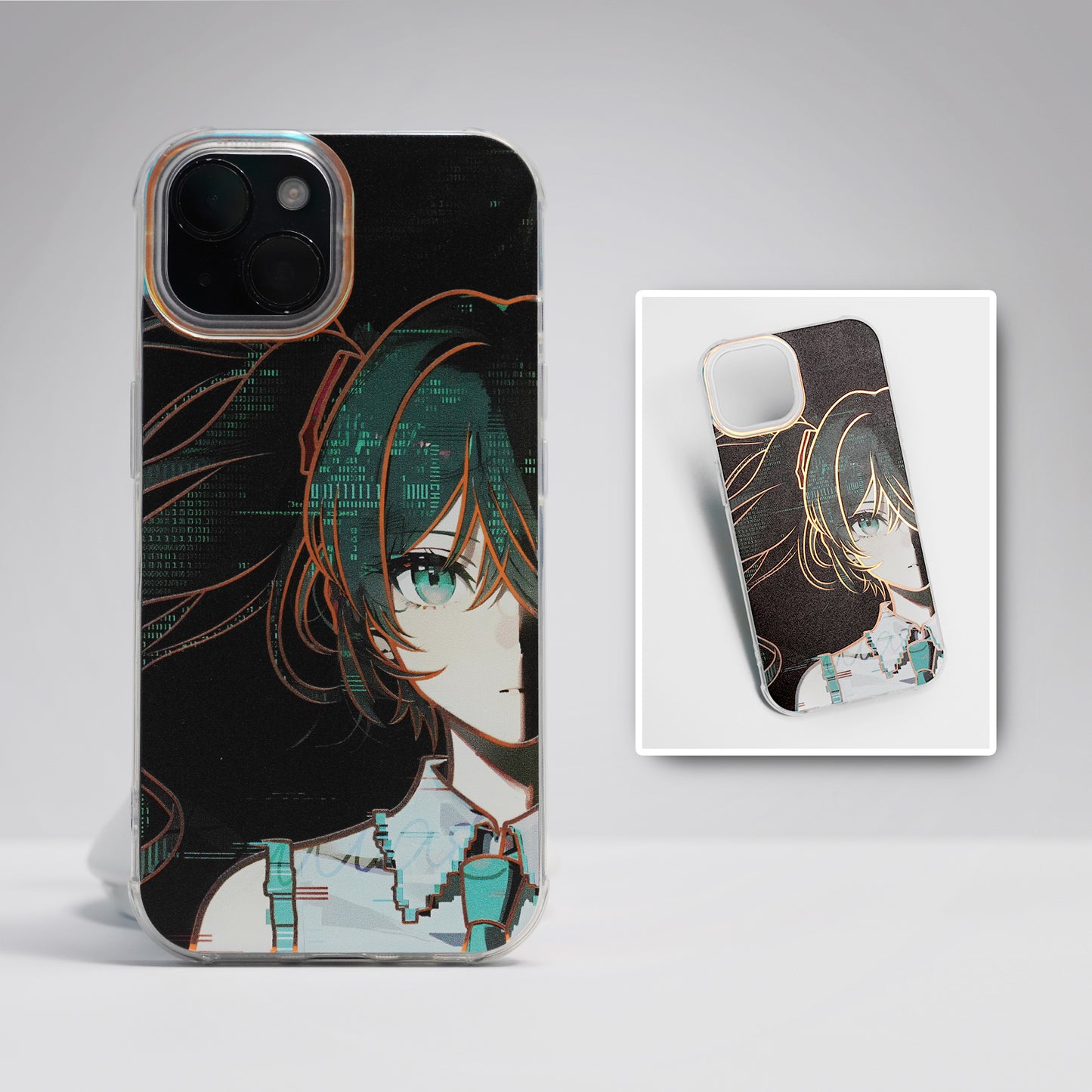 Hatsune Miku Holographic Gradient Phone Case – Angle-Shift Color Effect Protective Cover, Scratch-Resistant & Anti-Drop – Compatible with iPhone, Samsung and Xiaomi