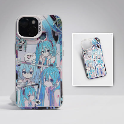 Hatsune Miku Holographic Gradient Phone Case – Angle-Shift Color Effect Protective Cover, Scratch-Resistant & Anti-Drop – Compatible with iPhone, Samsung and Xiaomi